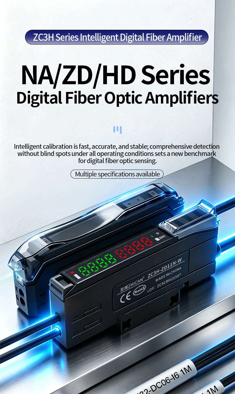 Intelligent Digital Display Fiber Optic Amplifier Sensor for Long and Short Distance Diffuse Reflection Induction Photoelectric