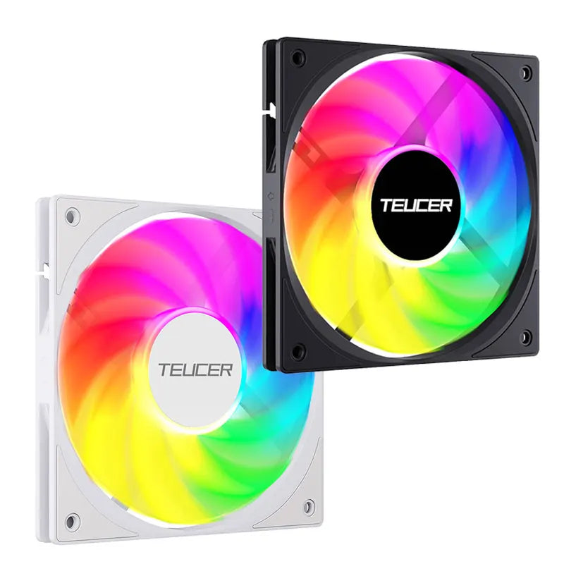 TEUCER ARGB CPU Case Fan 120mm Low Noise Ultra-thin Design 5V 3PIN Motherboard Lighting Sync PWM 800-2400RPM Case Cooler Fan