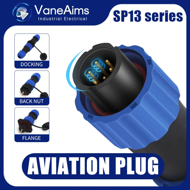 SP13 Connector Waterproof IP68 2pin 3pin 4pin 5pin 6pin 7pin Docking Male Plug Female Socket Cable Plug and Socket Connectors