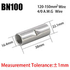 BN Copper Electrical Wire Cable Connection Crimp Sleeve Tubular Ferrule Lug Connector Non-Insulated Tube Butt Splices Terminal