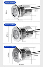 Metal touch sensor switch Stainless steel button jog delay self-locking IP68 waterproof 16/19/22/30mm