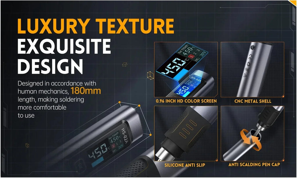 FNIRSI HS-02 Portable Intelligent Soldering Iron 100-450℃ Fast Heat Up 100W Type-C PD Fast Charging for Welding Repair Tools