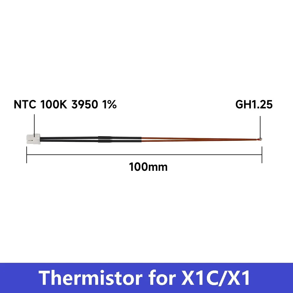 For Bambu Lab X1/X1-Carbon X1C Thermistor NTC100K Heating Sheet For Bambu Hotend Heater Cartridge 24V 3D Printer Parts