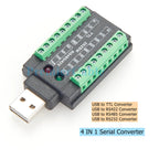 Industrial 4 in 1 USB to RS232 RS485 RS422 TTL Serial Converter with FTDI FT232RNL Chip USB 2.0 A to Terminal Block Adapter