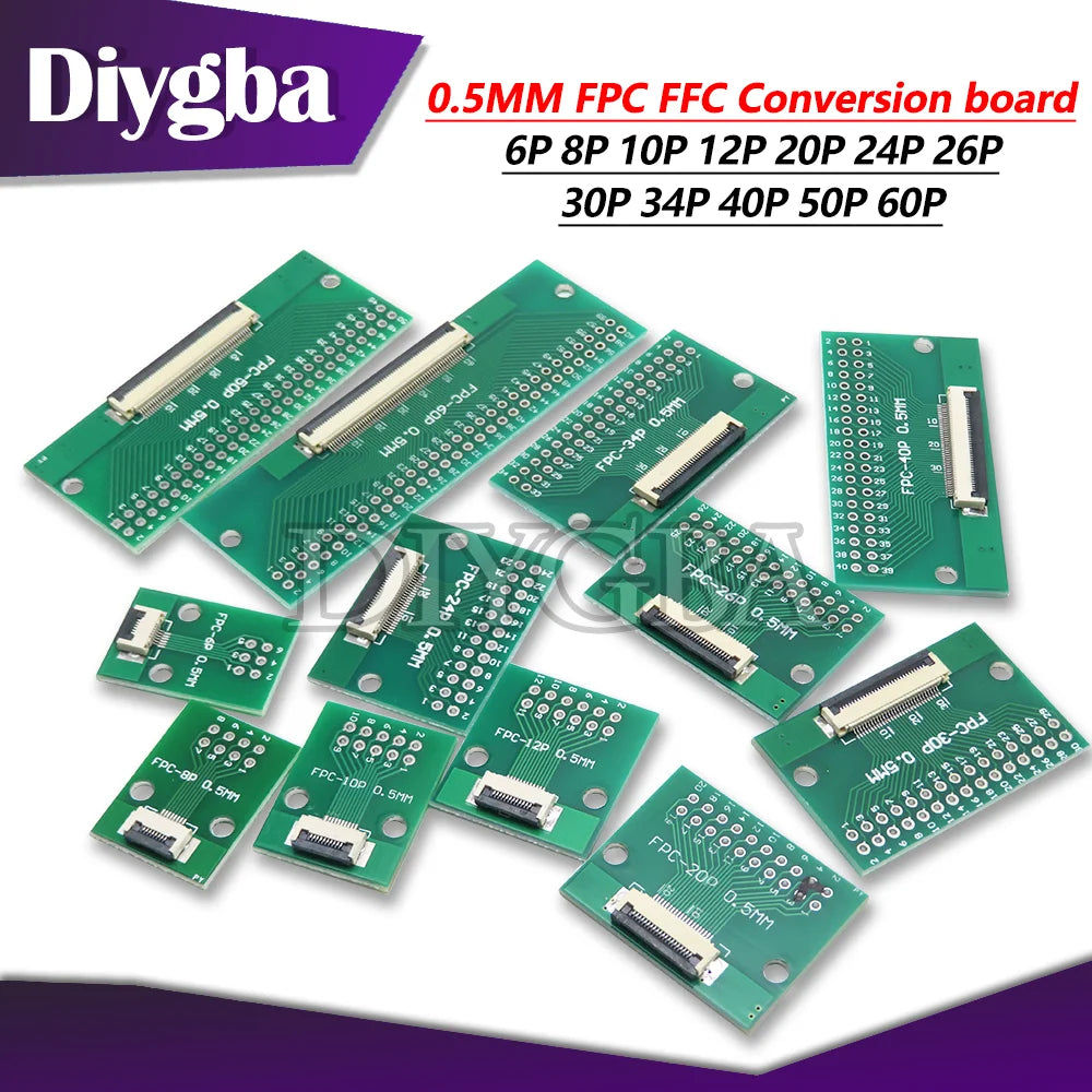 FPC FFC 0.5MM Pitch Conversion board DIY PCB board 6P 8P 10P 12P 20P 24P 26P 30P 34P 40P 50P 60P connector For Cable transfer