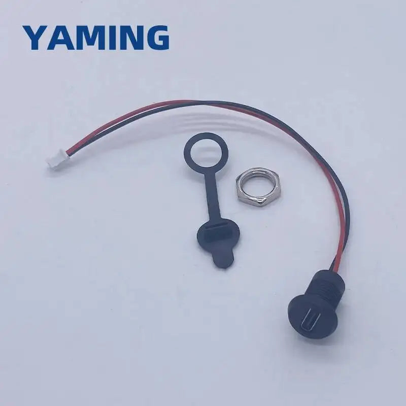 TYPE-C USB Connector 2/4 Pins With 15cm Wire Waterproof Female Seat With PH2.0 Terminal Nut Lock Plate