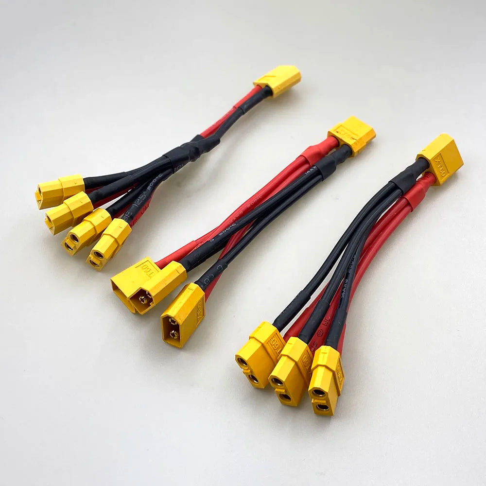 XT60 XT90 T Plug Parallel Battery Connector Male/Female Double Extension Cable Y-Divider/RC Battery Motor3-Way 10AWG 12AWG 14AWG