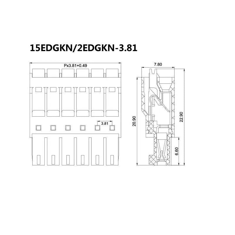 KF2EDGKN 3.5MM 2P ~ 12P PCB PLUG-IN TERMINAL BlOCKS  15EDGKN-3.5