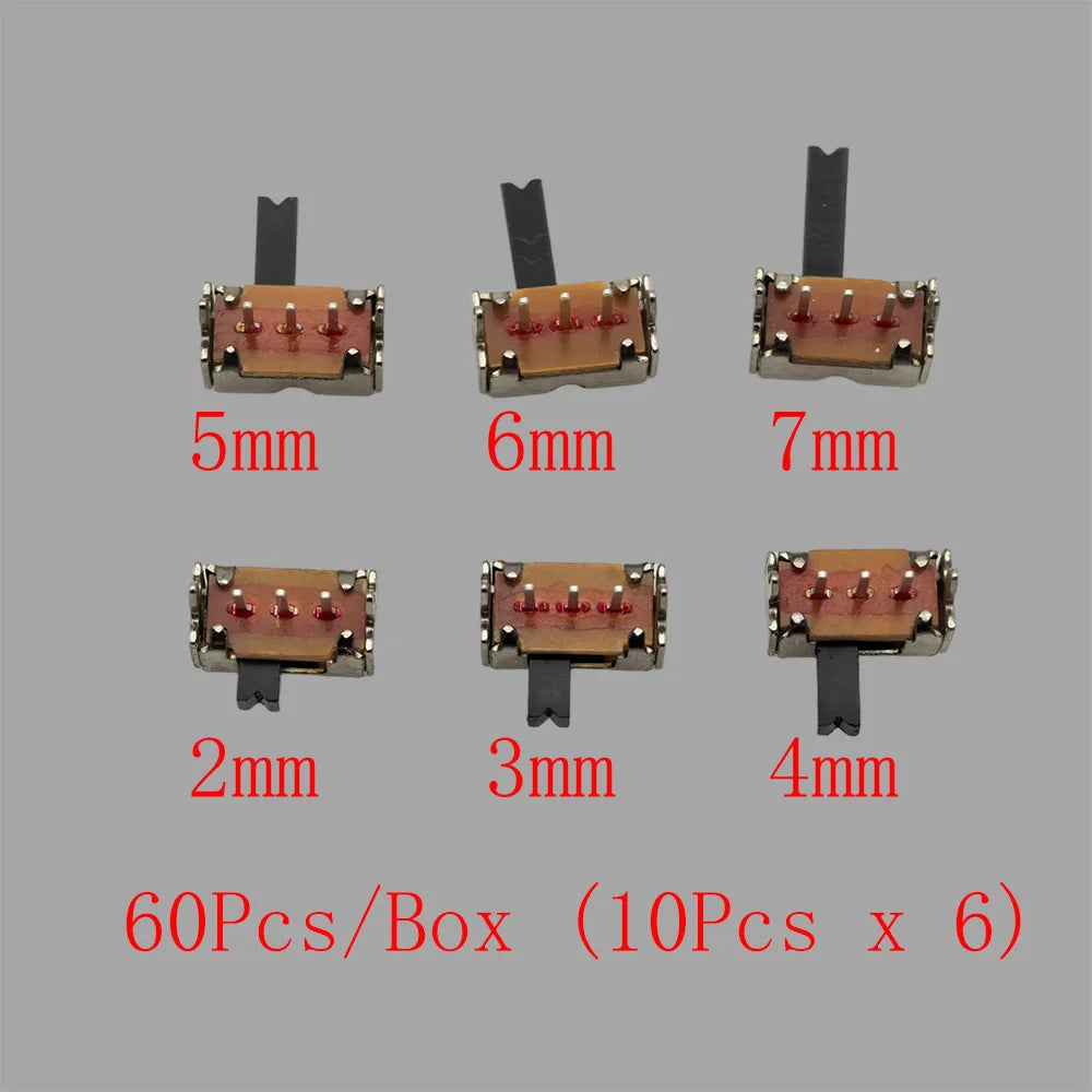 1Box Micro Slide Switch Kit 1P2T SPDT 3 Pin 2 Positions DIP PCB Mount ON-OFF Toggle Switch Interruptores 2/3/4/5/6/7MM 50V 0.5A
