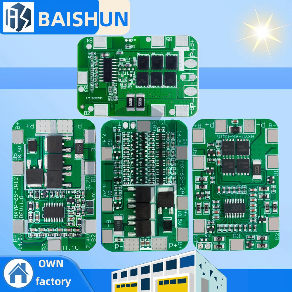 6S 12A/25A 24V 25.2V PCB BMS Protection Board For 6 Pack 18650 Li-ion Lithium Battery Cell Module New Arrival Balanced
