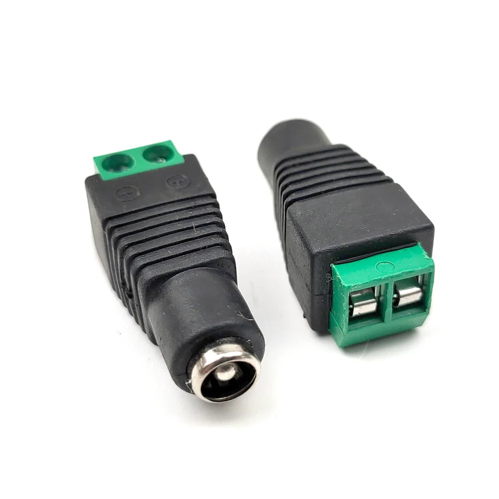2/5/10PC DC 12V Male Female RCA BNC Connectors 5.5*2.1/2.5mm Welding-Free Power DC Plug Adapter Jack Socket For LED CCTV Camera