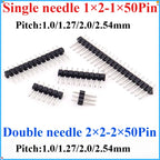 10/20PCS 1.0mm 1.27mm 2.0mm 2.54mm Pin Header Double Row Male 1/2~50P Breakaway PCB Board Connector Strip Pinheader 1*2/2P 6-50p