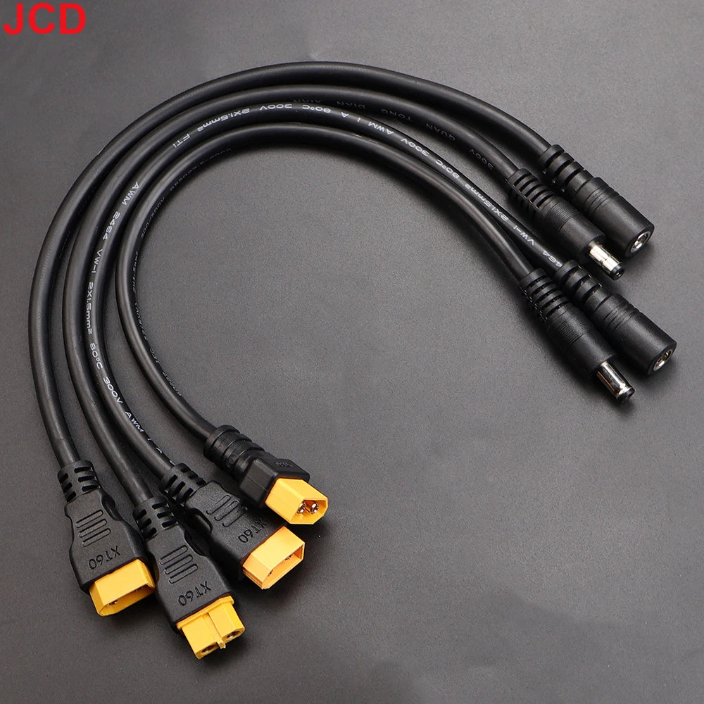 JCD 1pcs 10A Ultra-soft XT60 Plug Male Female Connector to DC 5525/DC5521 Power Cable for Fly Multirotor Field Repairs Apply