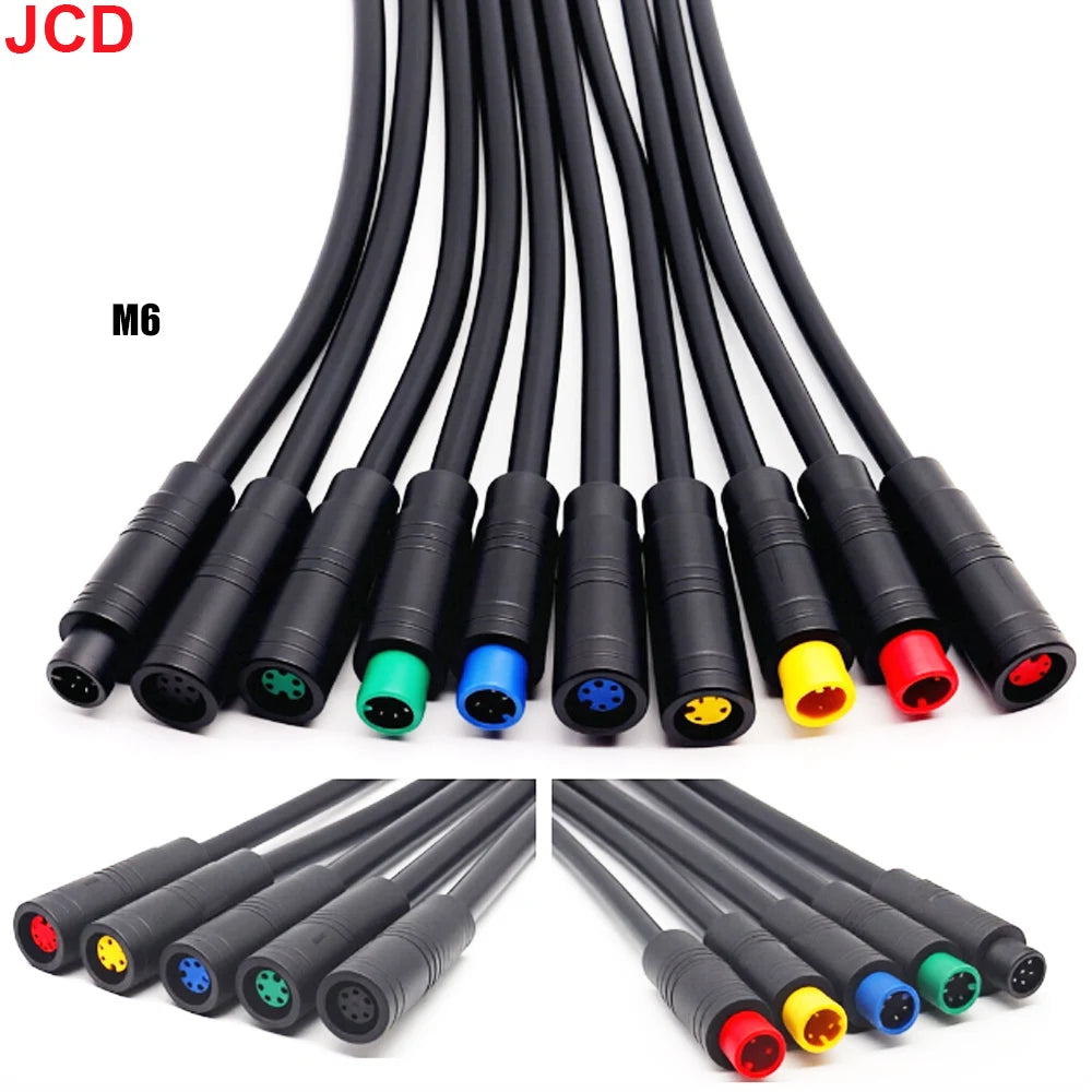 JCD M6 M8 2/3/4/5/6Pin Core 6mm Male Female Julet Electric Ebike Butt Plug Connector Cable Signal Sensor Waterproof Scooter Wire