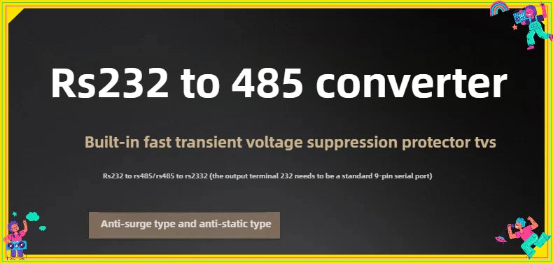 1PCS  Industrial 232 To 485 Converter, Passive Bidirectional RS485 To RS232 Protocol Adapter, Serial Port Converter