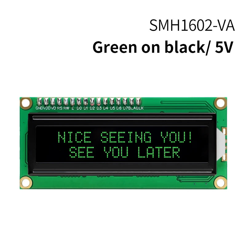 16x2 Character LCD Module Display Screen 162 LCM RED Green White Yellow VA Black Background 5V 3.3V for DIY Projects