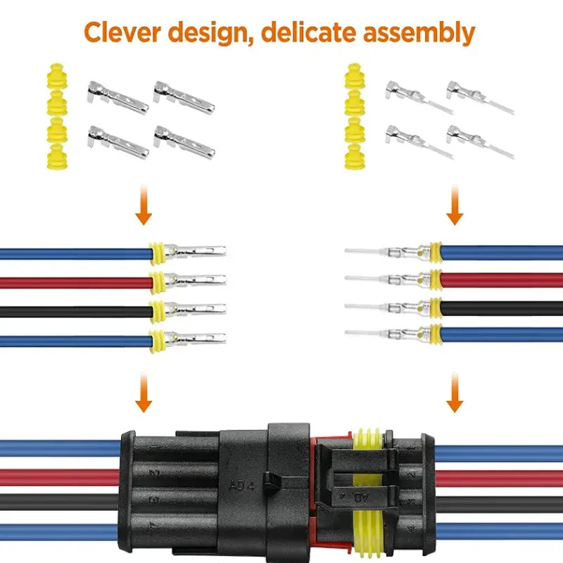 240/352/708/1004pcs boxed car waterproof connector kit male and female pair terminal wire harness plug connector 1-6 holes