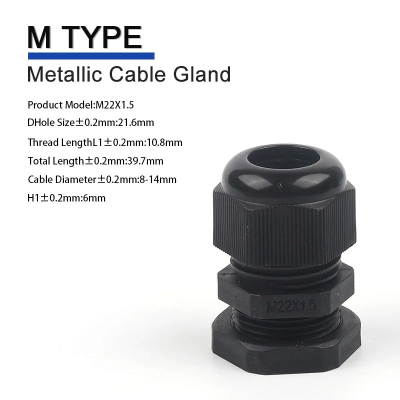 IP68 Waterproof Cable Gland Black Plastic Seal Joint Nylon M12/M16/M18/M20/M22/M25/M27/M30 White Waterproof Cable Connector