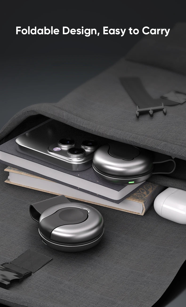 AUFU 3 in 1 Wireless Charging Station Fast Magnetic Foldable Travel Charger Station for iPhone 16 15 14 Pro Apple Watch Airpods