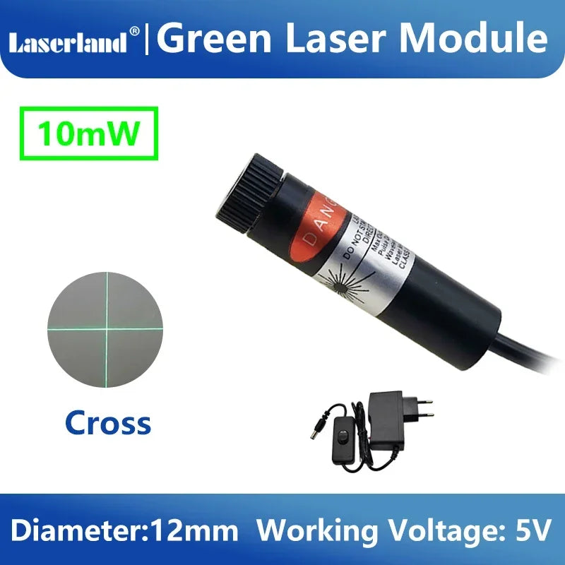 Green Laser Diode Module 10mW Dot Line Cross Projector for Alignment of Cloth Cutting Location