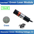 Green Laser Diode Module 10mW Dot Line Cross Projector for Alignment of Cloth Cutting Location