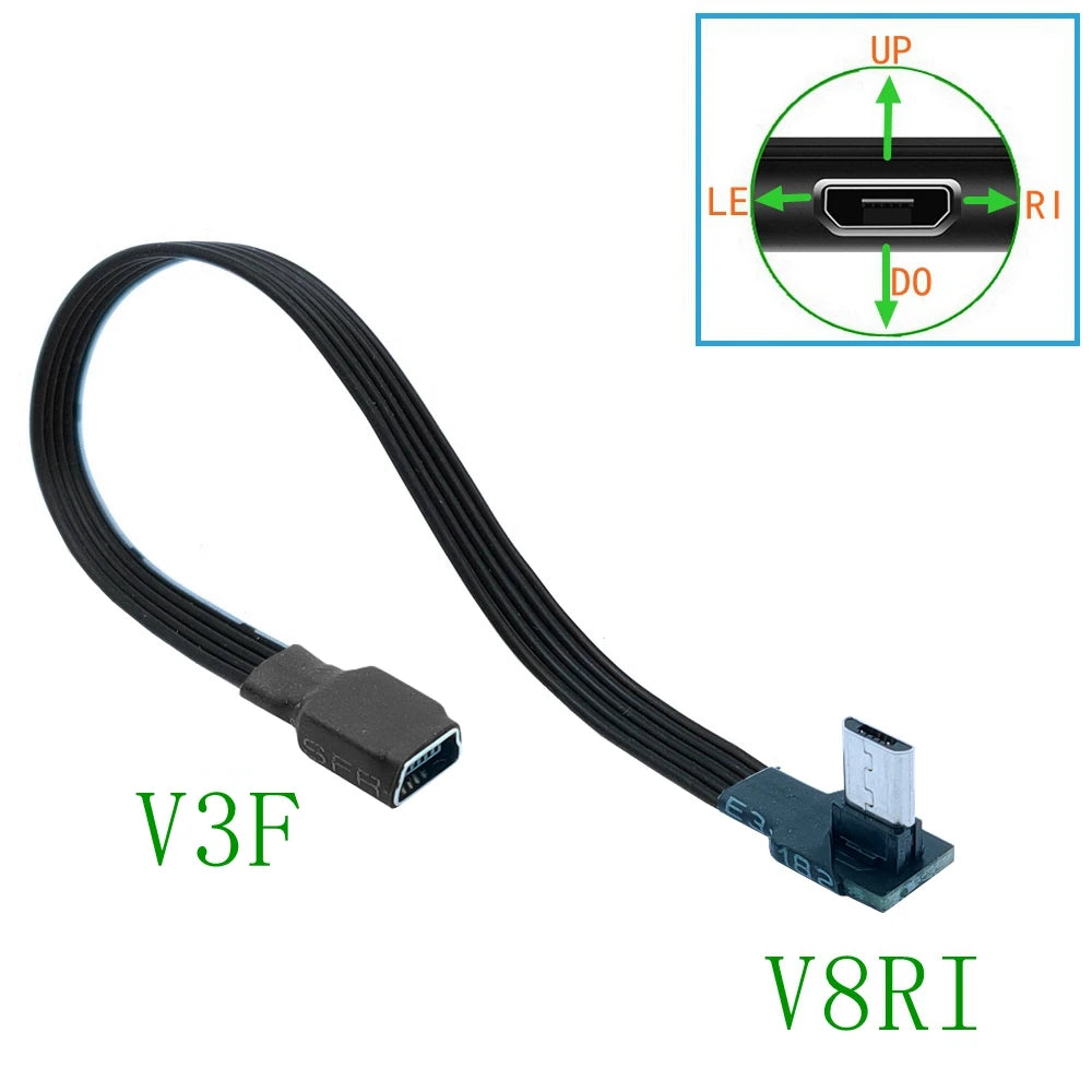 0.1M0.2M0.5M1M mini USB female to micro revolving connector, dash cam adapter cable, T-shaped port to Android navigation extensi