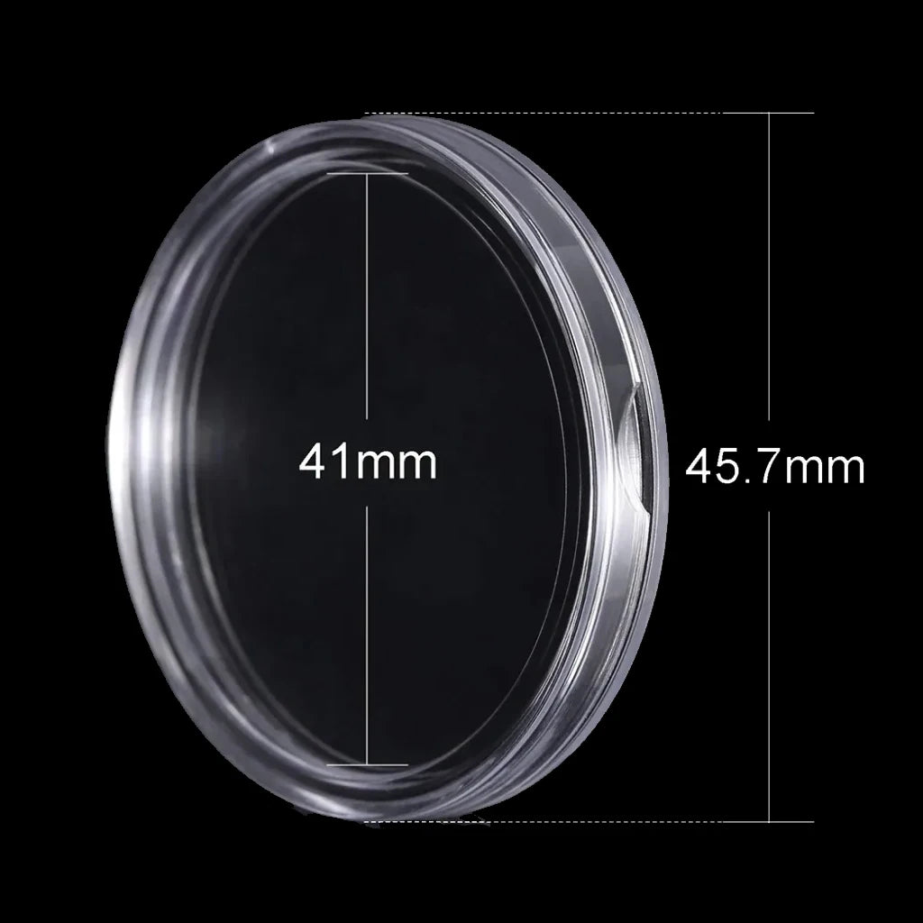 60Pcs 41mm Coin Capsules with Black Gaskets and a Storage Organizer Box for 5 Sizes (21/26/31/36/41mm) Coins Collection Holder