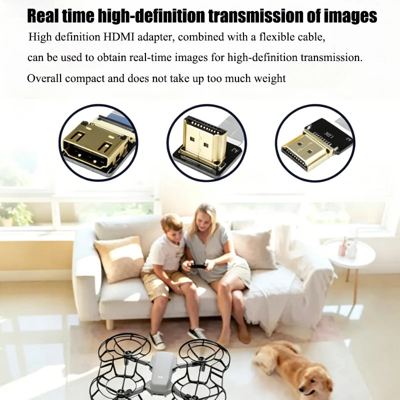 1PCS Ribbon FPV HDMI-Compatible Connector Flexible Flat Cable Raspberry Pi 4 Micro HDMI to HDMI/Mini HDMI Female 90 Degree FFC