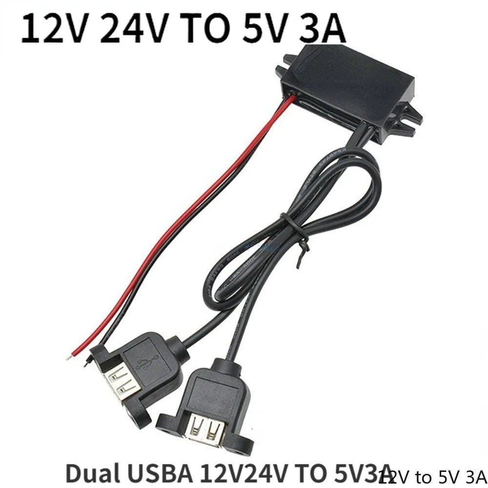 8-32V 12V 24V to 5V 3A DC DC Step Down Converter Type-C USB Power Buck Supply Charger for Mobile Phone iPad Charging Waterproof