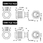 Metal Push Button Switch 12MM 3Pins 1NO1NC No Light waterproof Flat/High Head Momentary Latching Welding Foot Switch