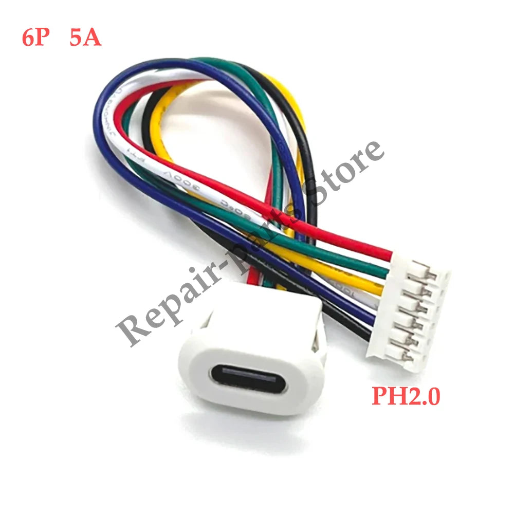 3Pcs Type C Connector Type-C With Card Buckle Female 5A High Current Fast Charging Jack Port USB-C Charger Plug Socket 6pin USB