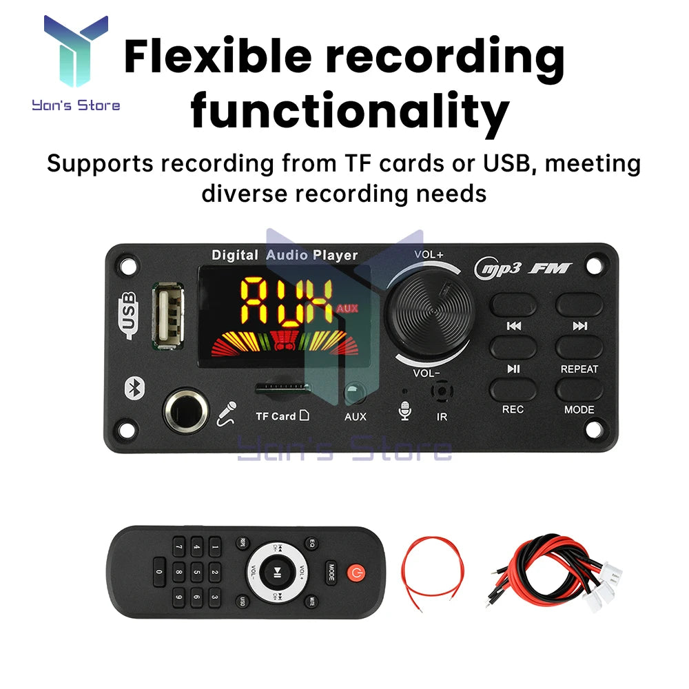DC 7-24V MP3 Audio Decoder Module Bluetooth 5.0 Lossless Amplifier Decoder Board Music Playback Volume Controller 87.5-107.5MHz
