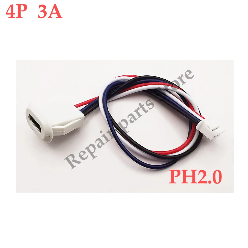 3Pcs Type C Connector Type-C With Card Buckle Female 5A High Current Fast Charging Jack Port USB-C Charger Plug Socket 6pin USB