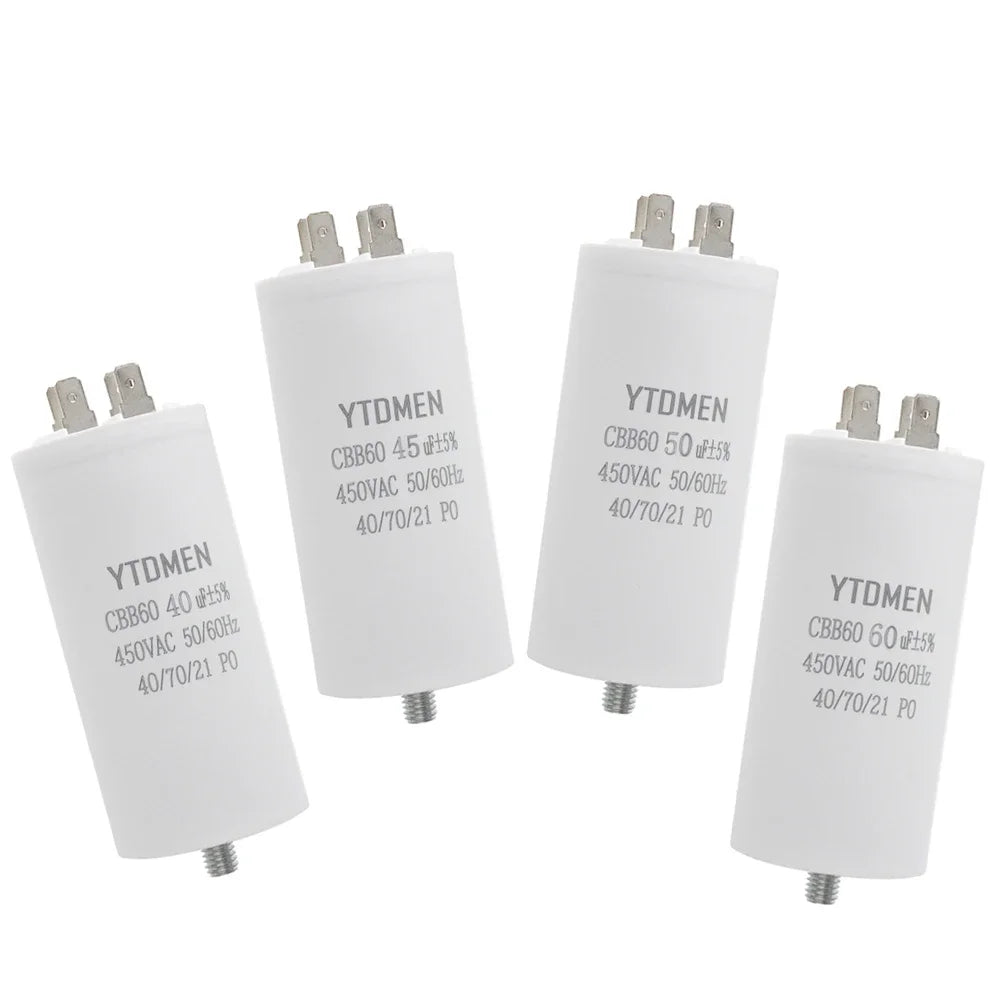 CBB60 Motor Capacitors with Screw Double Insert 450V AC Starting Capacitor 4uF~60uF capacitance for Air Compressor Water Pump