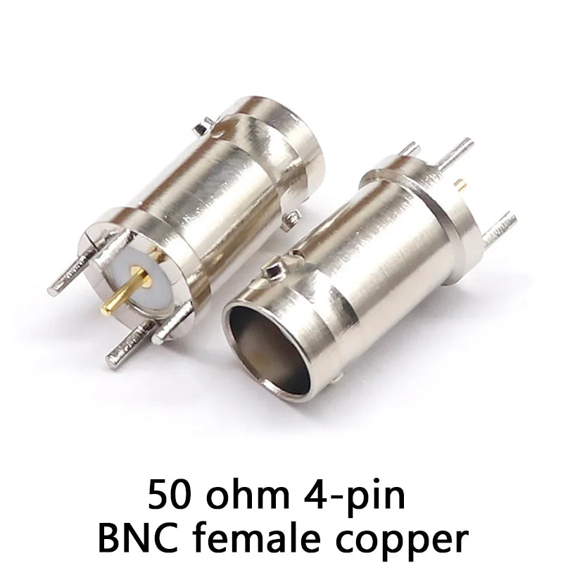 BNC-KE copper BNC/Q9 female PCB soldering board straight plug BNC connector four-legged soldering board BNC female seat 50 ohm