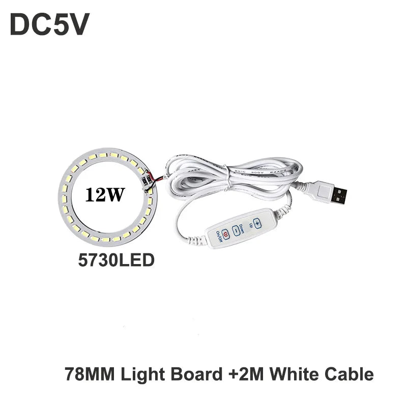 1pcs DC5V Dimmable SMD5730/2835 Led Ring White Color Lamp Bead 10W 12W LED Light Board White Warm Light with 2M cable