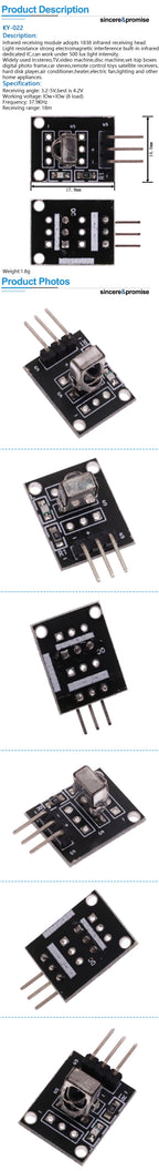3pin KY-022 TL1838 VS1838B 1838 Universal IR Infrared Sensor Receiver Module for Arduino Diy Starter Kit