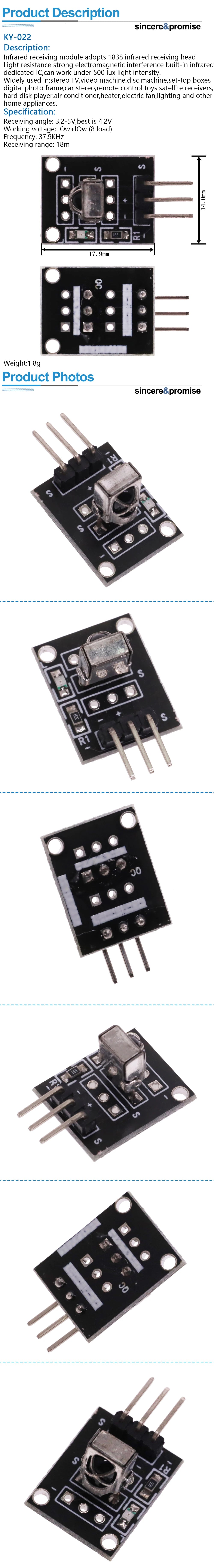 3pin KY-022 TL1838 VS1838B 1838 Universal IR Infrared Sensor Receiver Module for Arduino Diy Starter Kit