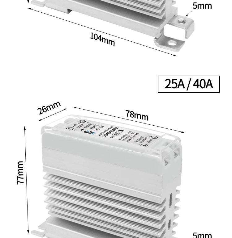 LCTC Solid State Relay DIN Installation DC-AC AC-AC DC-DC Single-Phase Relay With Radiator 10a15a25a40a SSR