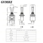 2PCS Flat Handle 6mm Panel Mount Mini Toggle Switch 3/6Pin 2/3 Positions ON OFF ON Locking Momentary RC Model Remote Controlller