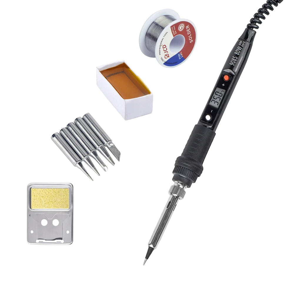 JCD Electric Soldering Iron Kit 80W LCD Digital Display Adjustable Temperature 220V/110V Solder Iron Welding Repair Tools 908S