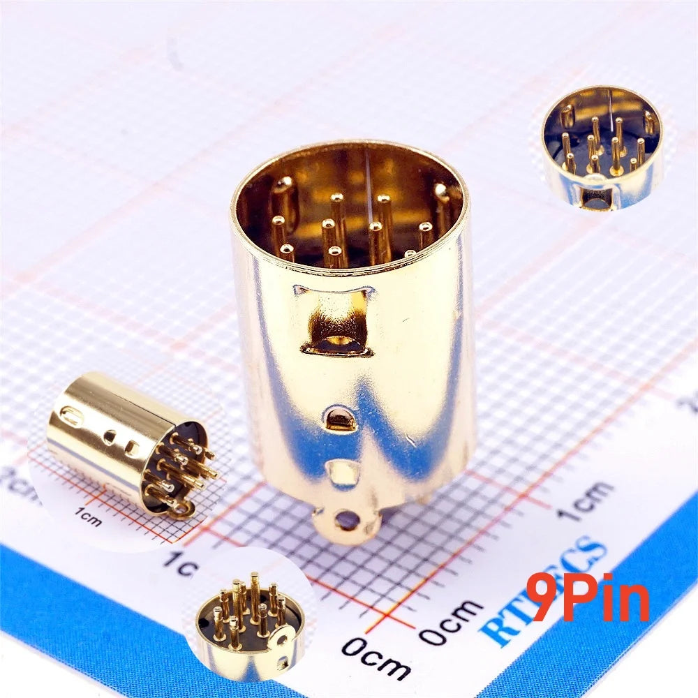 2 10 50 200 Pcs Mini Din Plug 9 10 PIN Circular Connector Male PCB Solder Through Holes Machined Terminals Gold Plated