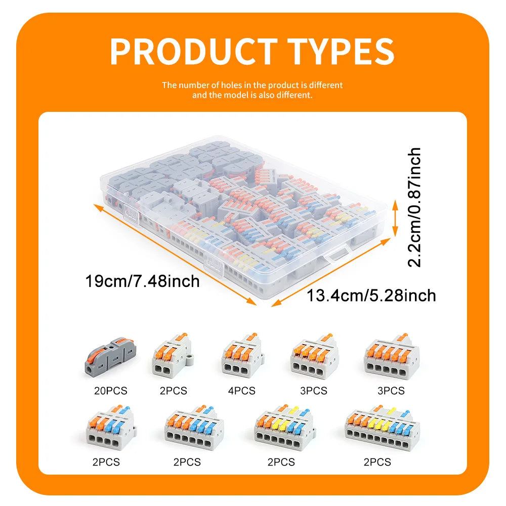 DIY GO 40PCS Lever Wire Connectors Assortment Pack Compact Splicing Connector Kit for Electrical Quick Connection Terminals