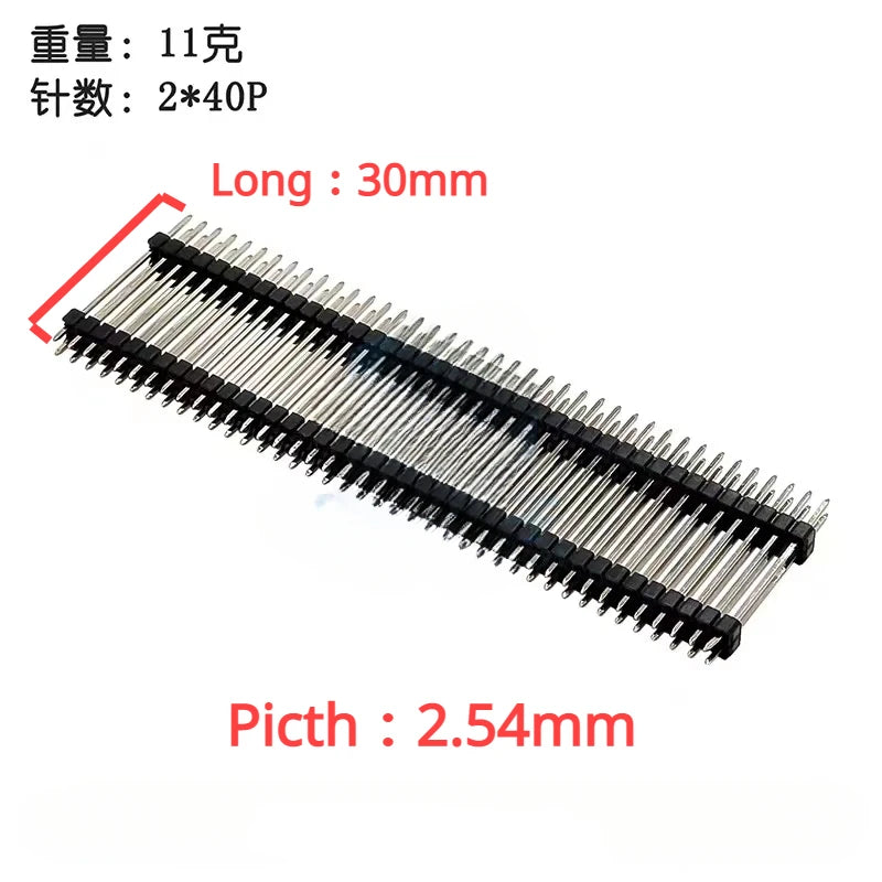 10PCS 1X40 Pin Single Row MALE 2.54MM PITCH 11MM/15MM/17MM/21MM/25MM LONG PIN Header Connector Strip 1X40pin 1*40 40P 40Pin