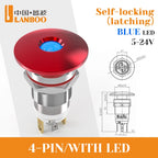 LB12E-M Mini Emergency Stop Button with LED Light Elevator Machine Tool Safety STOP Switch Self-locking / Momentary Selectable