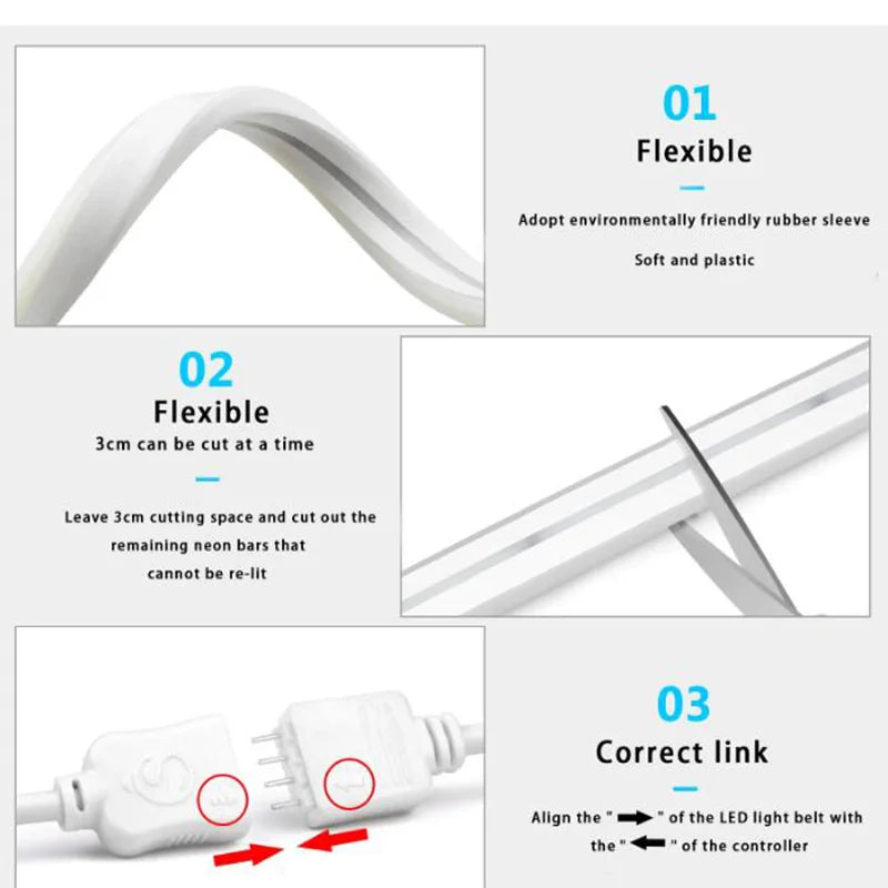 Smart RGB Neon Rope Light Waterproof LED Strip APP Remote Control Music Sync Tuya Alexa Google Home Decor Lamp
