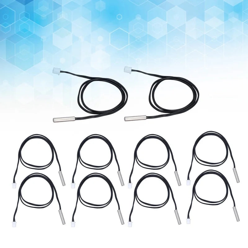 10Pcs Temperature Sensor Probe NTC Thermistor Temp Transducer 5x25mm Cylindrical Head 500mm10K B3435
