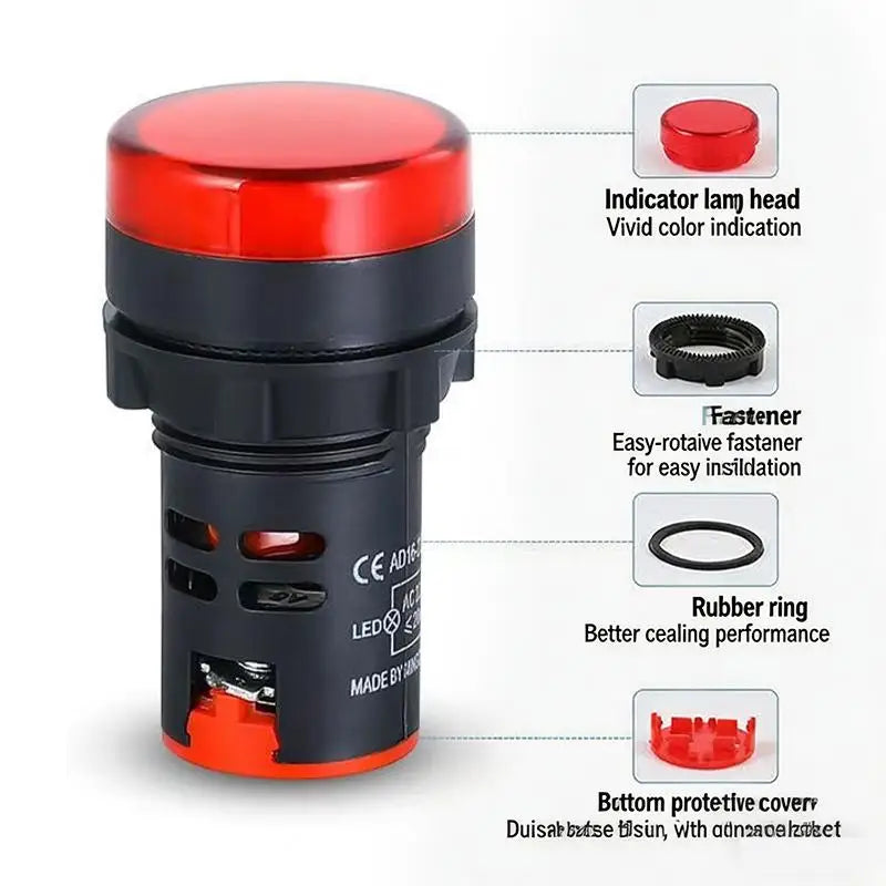 Indicator Signal Lamp Light AD16-22DS 22mm Panel Mount DC 12V 24V 110V 220V 380V Red Green Yellow Blue White LED Bulbs 20mA