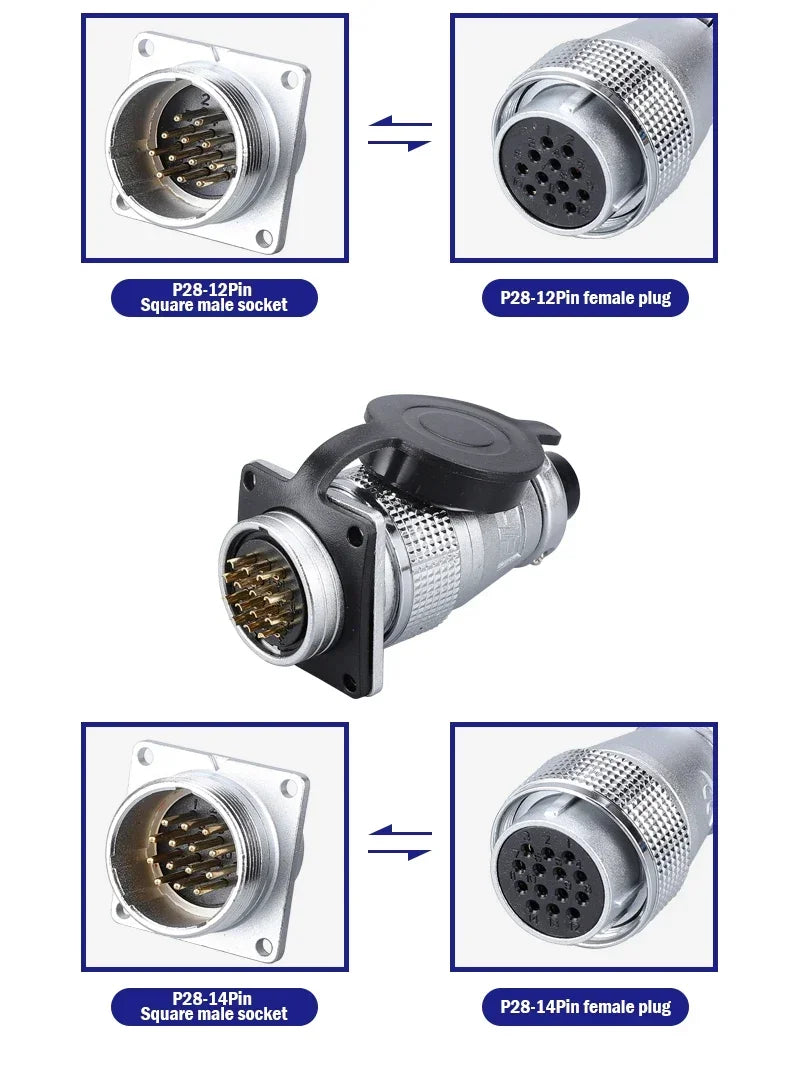 PLS28 P28-2/3/4/5/7/8/10/12/16/17/20/24/26 Pin Aviation Connector Plug WS28 Male Female Plug Socket Connector
