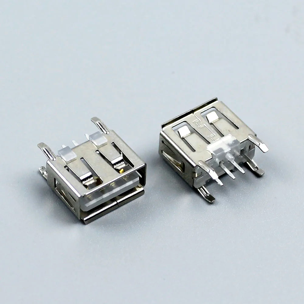 1-10PCS NEW A Type Flat Angle 180 Degree Female USB PCB Connector Socket USB Jack Plug